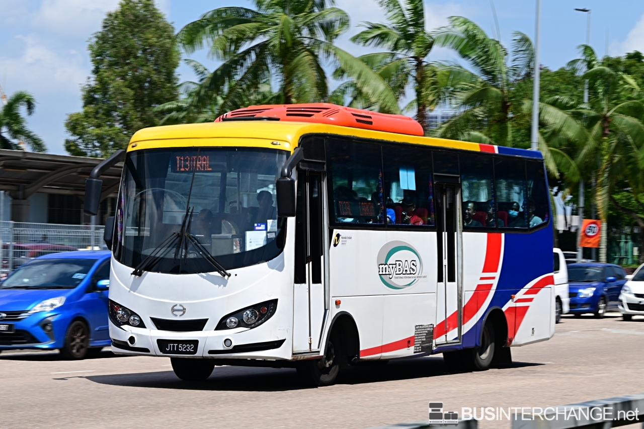 The Hino XZU720R with Hup Lee Coachbuilders bodywork (JTT5232) is seen on myBas Johor Bahru Bus Route T13 operated by Causeway Link.